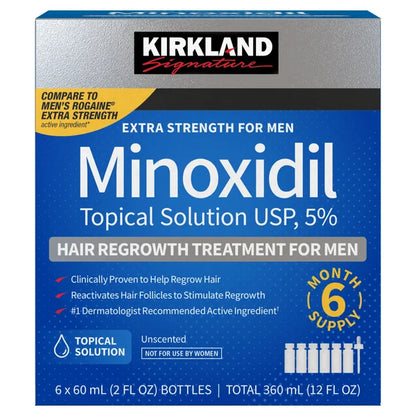 Kirkland 5% Minoxidil Extra Strength Liquid Hair Loss and Hair Regrowth Treatment 1-6 Month